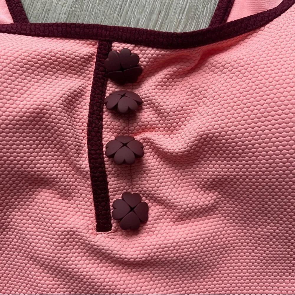 NWT Kate Spade New York Shell Pink Contrast Trim One Piece Swimsuit Bikini M - Picture 10 of 13